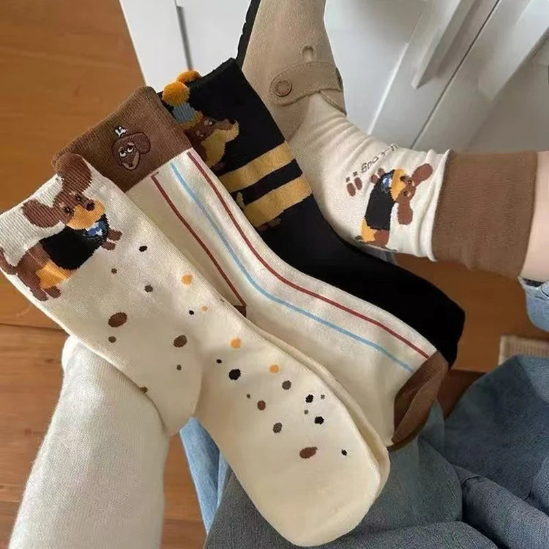 Funny Animal Cotton Socks Cartoon Dog Print Socks Autumn Winter Warm Sock Cute Couple Sock Oasis Select