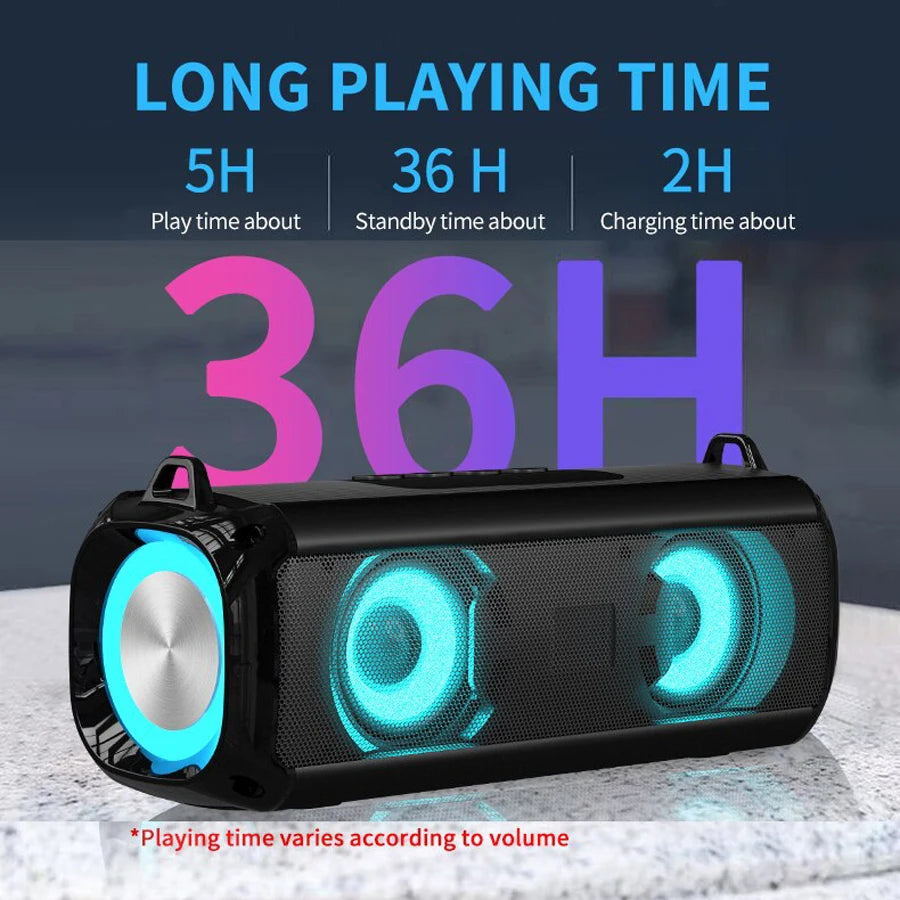 AyeBeau Portable Bluetooth Speaker RGB LED FM Radio Bass