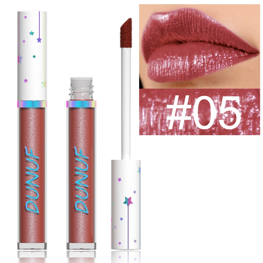 DUNUF 12 Lipstick Pearl Long-lasting Waterproof, non-bleach, non-stick cup lip gloss Oasis Select 05