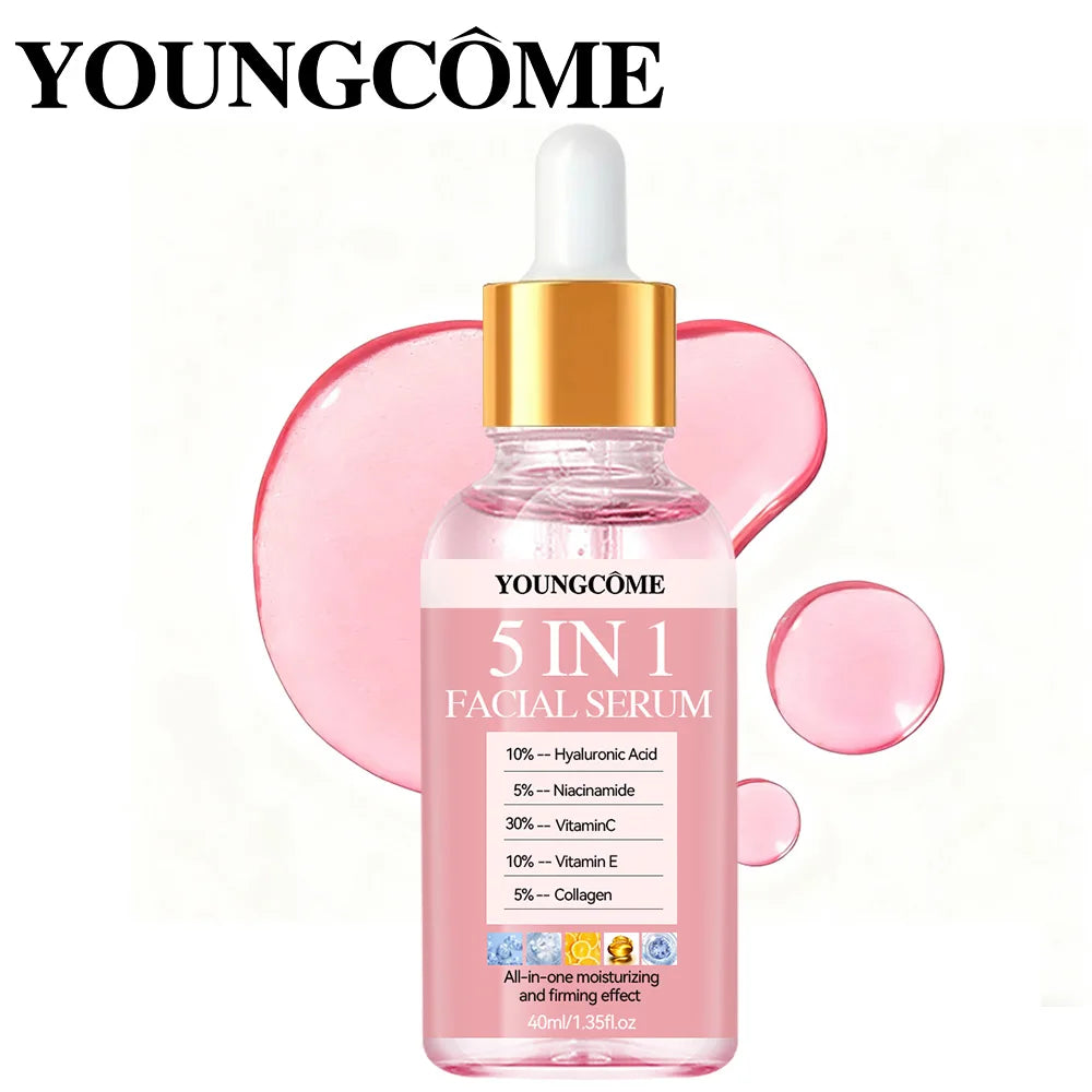 YOUNGCOME 5 In 1 Fade fine lines Firming Face Serum Vitamin C Hyaluronic Acid Facial Serum Moisturizing brightning Shrink Pores Oasis Select