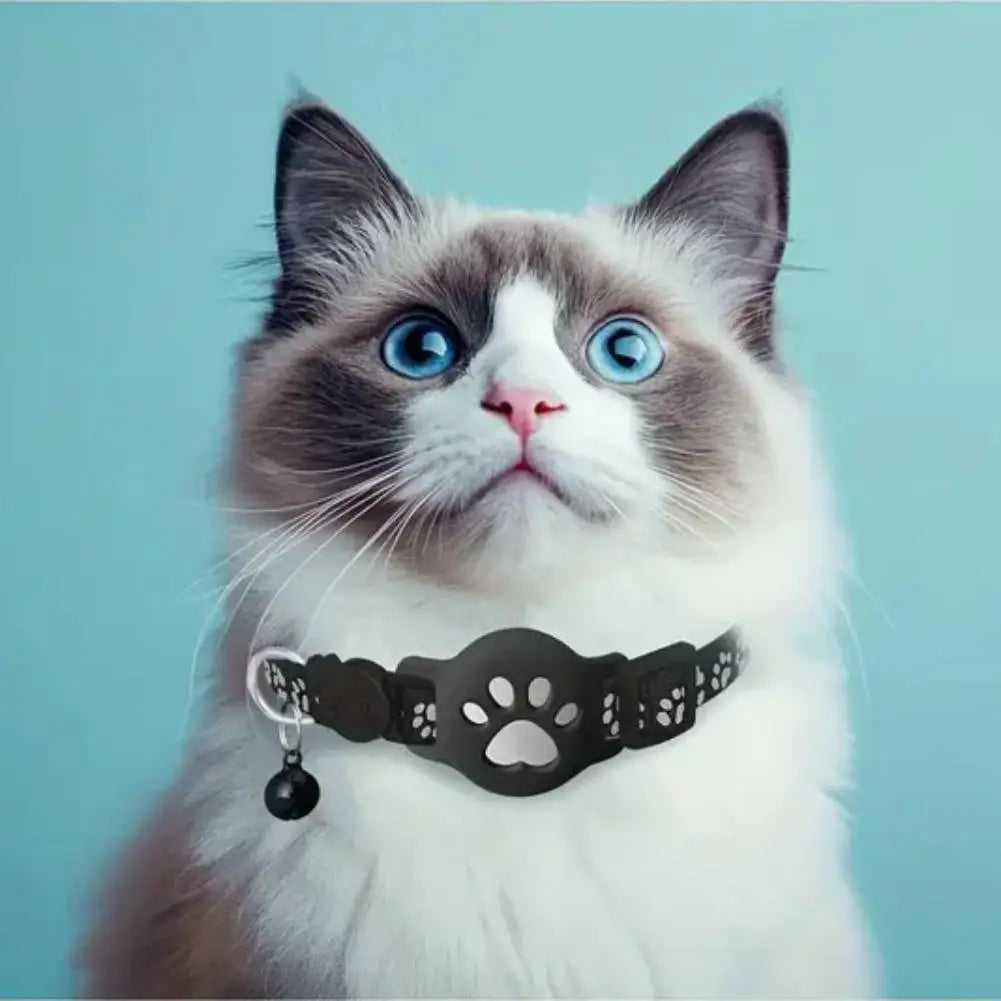 Cat Collar Compatible with Apple Airtag with Bell Adjustable Safety Buckle Reflective GPS Collar for Kittens Puppies Oasis Select