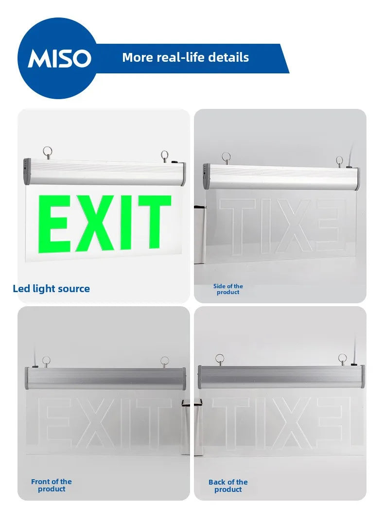 LED Emergency Exit Sign – Self-Luminous, Battery Backup IP65