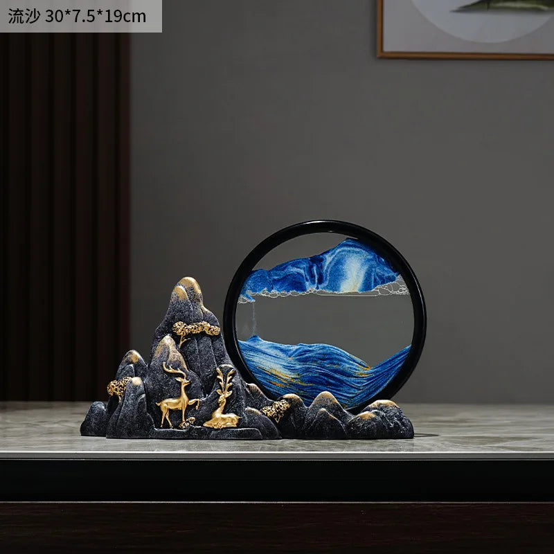 Quicksand Painting Creative Hourglass New Chinese Light Luxury Decoration TV Cabinet Living Room Wine Cabinet Decoration Oasis Select D