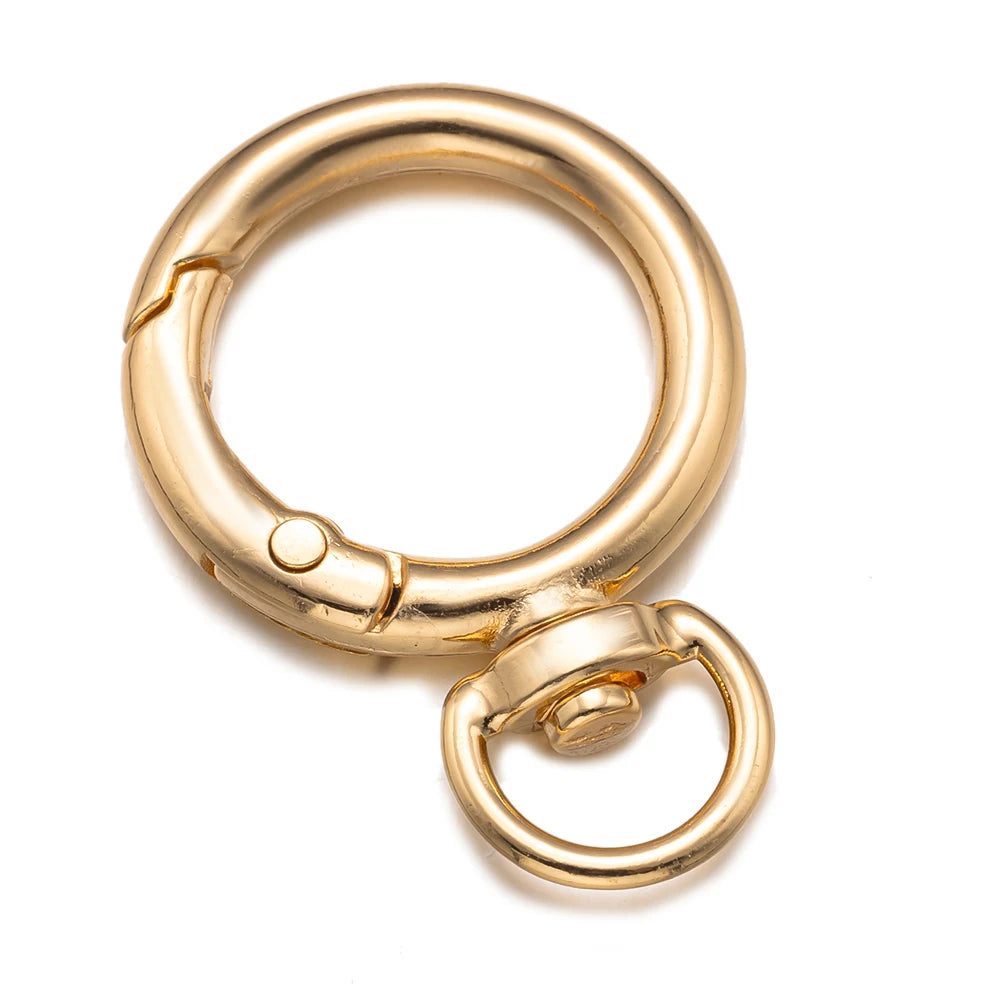 5pcs/Lot Round Openable Swivel Metal Spring Key Rings Buckles Clasps For DIY Bag Keychains Connector Jewelry Making Accessories Oasis Select Gold Round
