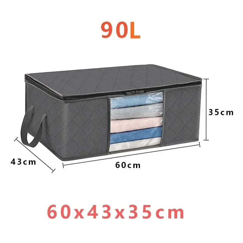 Blanket Storage Closet Organizers and Storages Clothes Storage Bag Foldable Storages Bin Sturdy Sewn By 3 Layers Fabrics Oasis Select 1PCS-90L