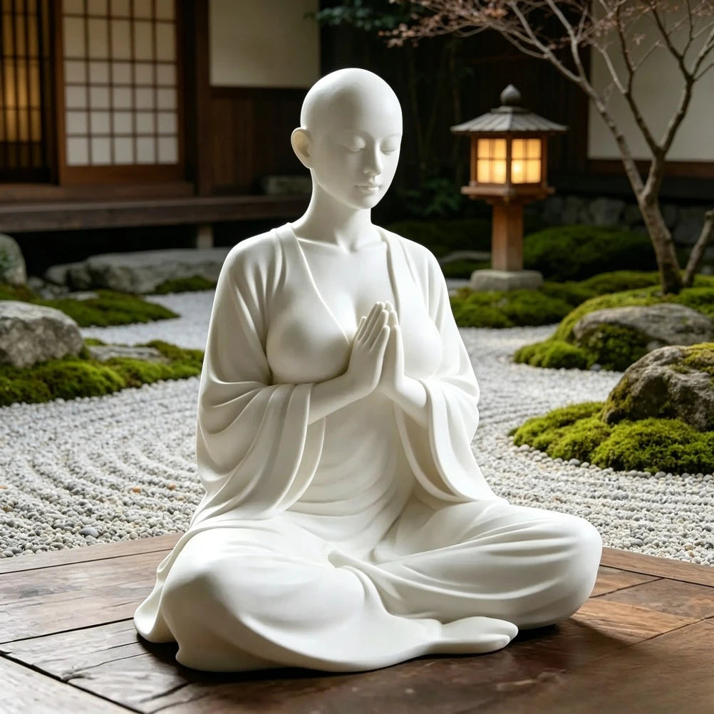 White Zen Meditation Sculpture Minimalist Figurine Spiritual Art Decor Ideal Ornament & Gift for Yoga Room Bedroom Living Room Oasis Select