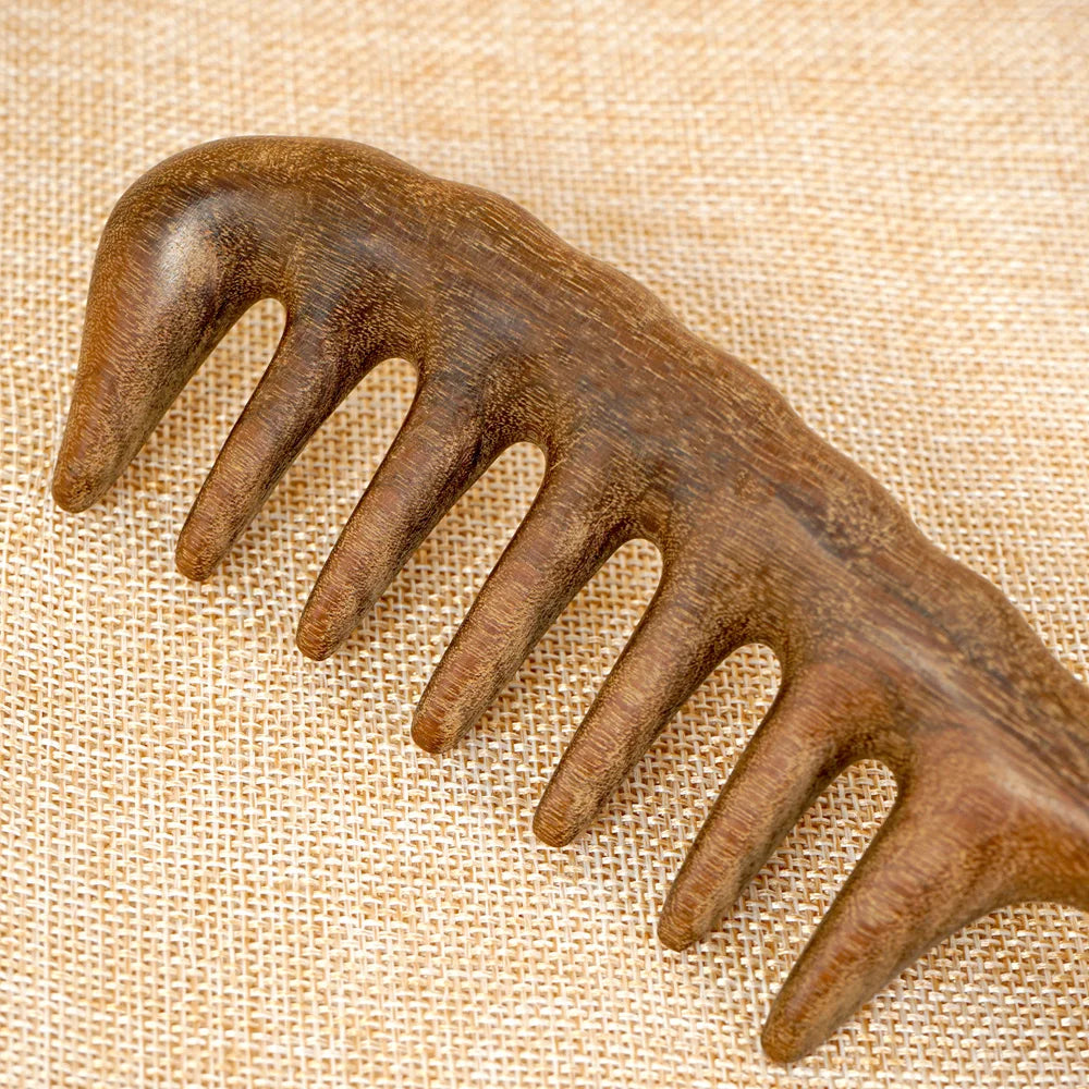 1 pc Sandalwood Wide Tooth Comb Handmade Wide Tooth Sandalwood Comb Scalp Massage Hair Pick Anti-Static Natural Detangler Oasis Select