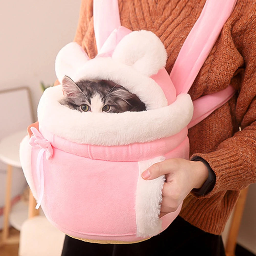 Cozy Plush Cat Carrier Backpack | Warm Travel Bag for Pets