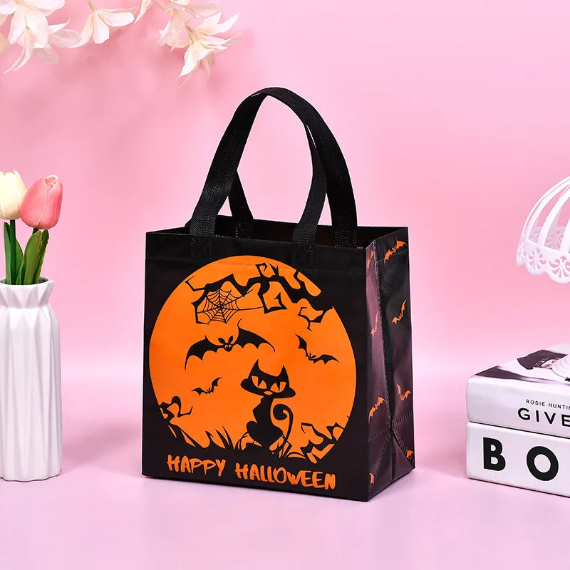 1-60PCS Halloween Candy Gift Bags Halloween Trick or Treat Bags Halloween Tote Bag with Handle Halloween Party Kids Gift Bags Oasis Select Black 22x23x11cm 60PCS