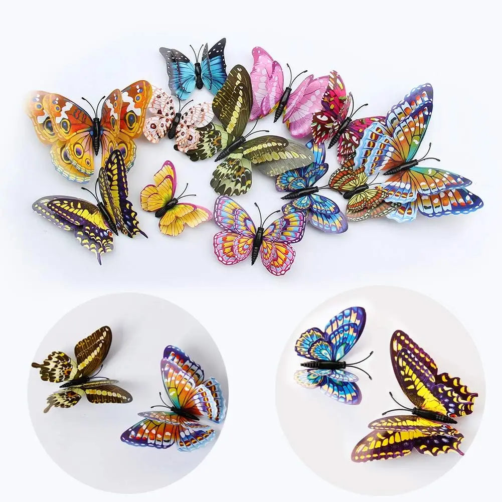 12Pcs Luminous Fridge Magnets 3D Butterfly Design Decal Art Stickers Room Fridge Magnetic Home Decor DIY Wall Decoration Newest Oasis Select