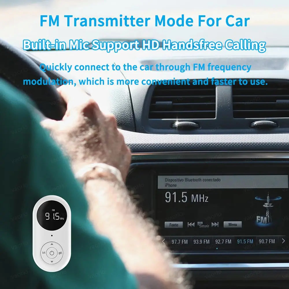 3 in 1 Bluetooth 5.3 Audio Receiver Transmitter 3.5MM AUX FM Transmitter Wireless Audio Adapter With Mic For Car TV PC Speaker Oasis Select