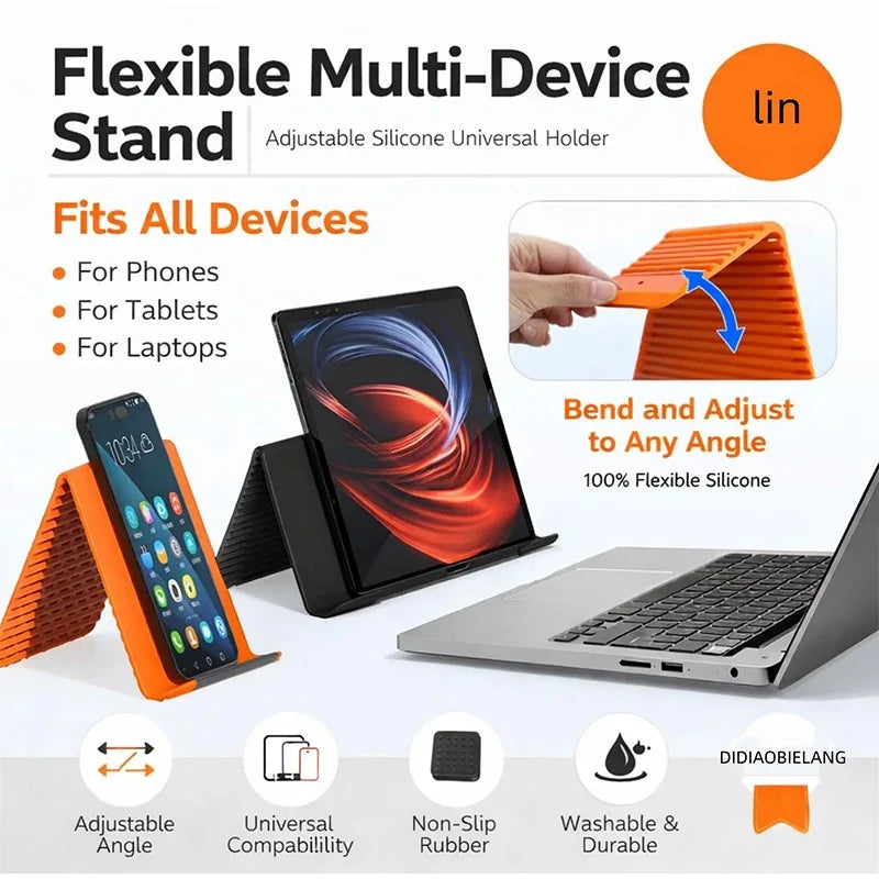 Flexible Silicone Folding Phone & Tablet Stand | Multi-Angle
