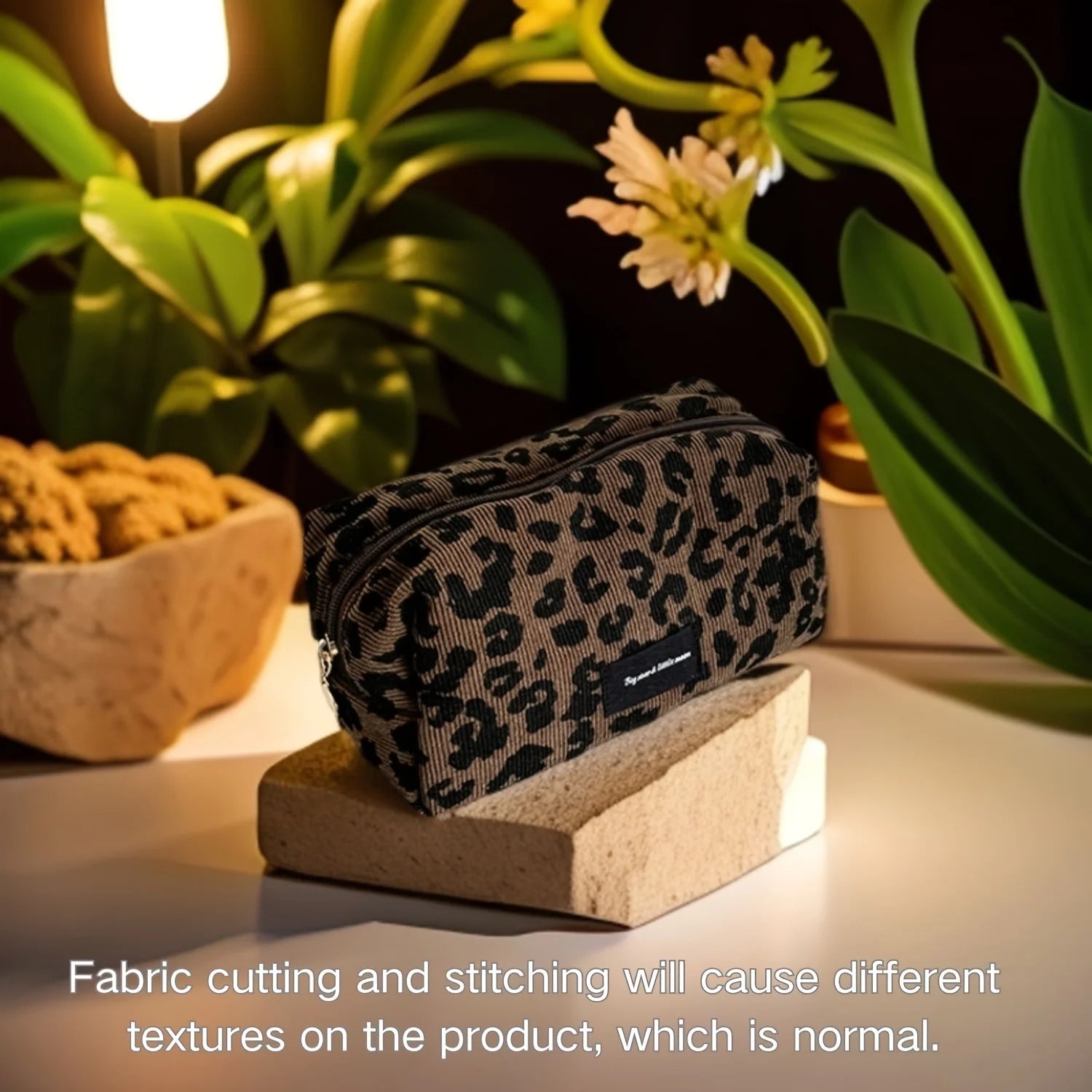 1PC Brown Leopard Print Cosmetic Bag Zipper Makeup Pouch Travel Toiletry Storage Bag Oasis Select