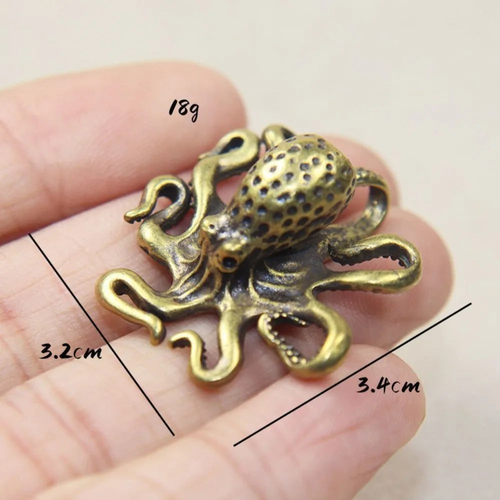 New Antique Octopus Home Decoration Brass Copper Animal Figurines Miniatures Desk Ornament Accessories Creative Table Craft Oasis Select