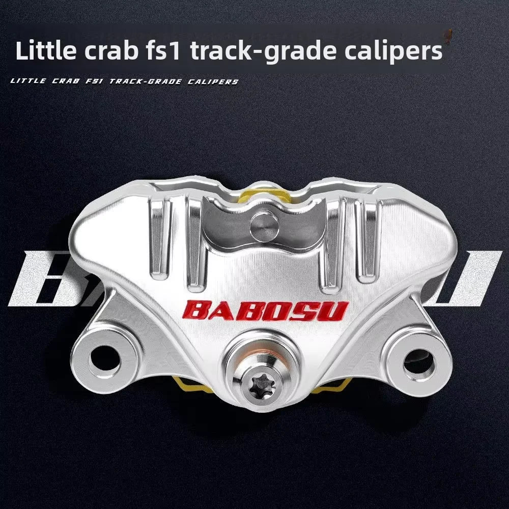 BABOSU FS-1 Racing Small Crab Brake Caliper High Performance 2-Piston Brake Pump for Electric Scooter Oasis Select Silver