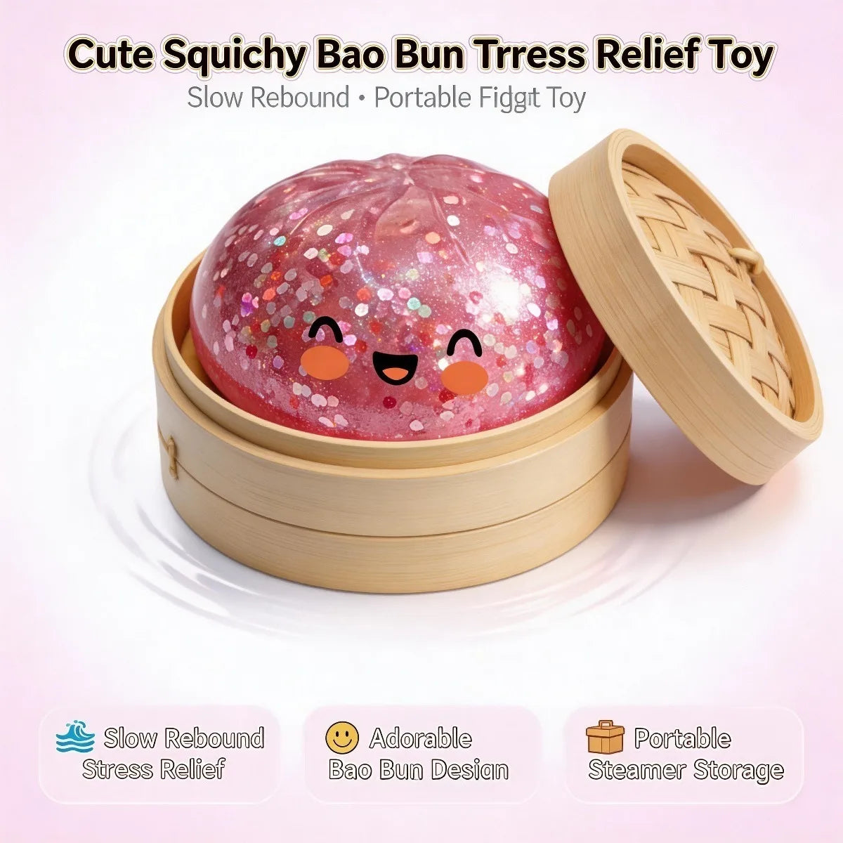 Colorful Crystal Steamed Bun Squeeze Toy Reusable Fun Stress-Relief Slow Rebound Flash Dumpling Desktop Decoration Party Gifts Oasis Select
