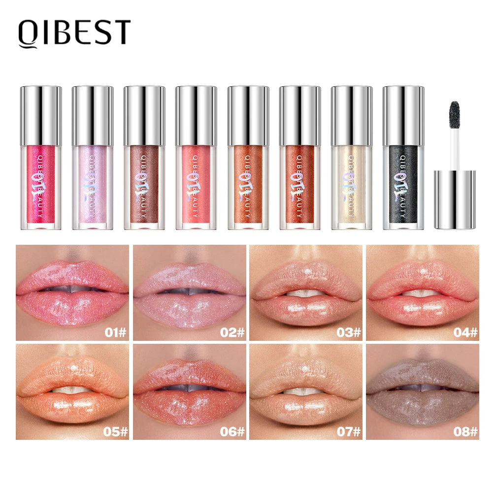 QIBEST Diamond Glitter Lip Gloss – Shimmer Mirror Lip Glaze