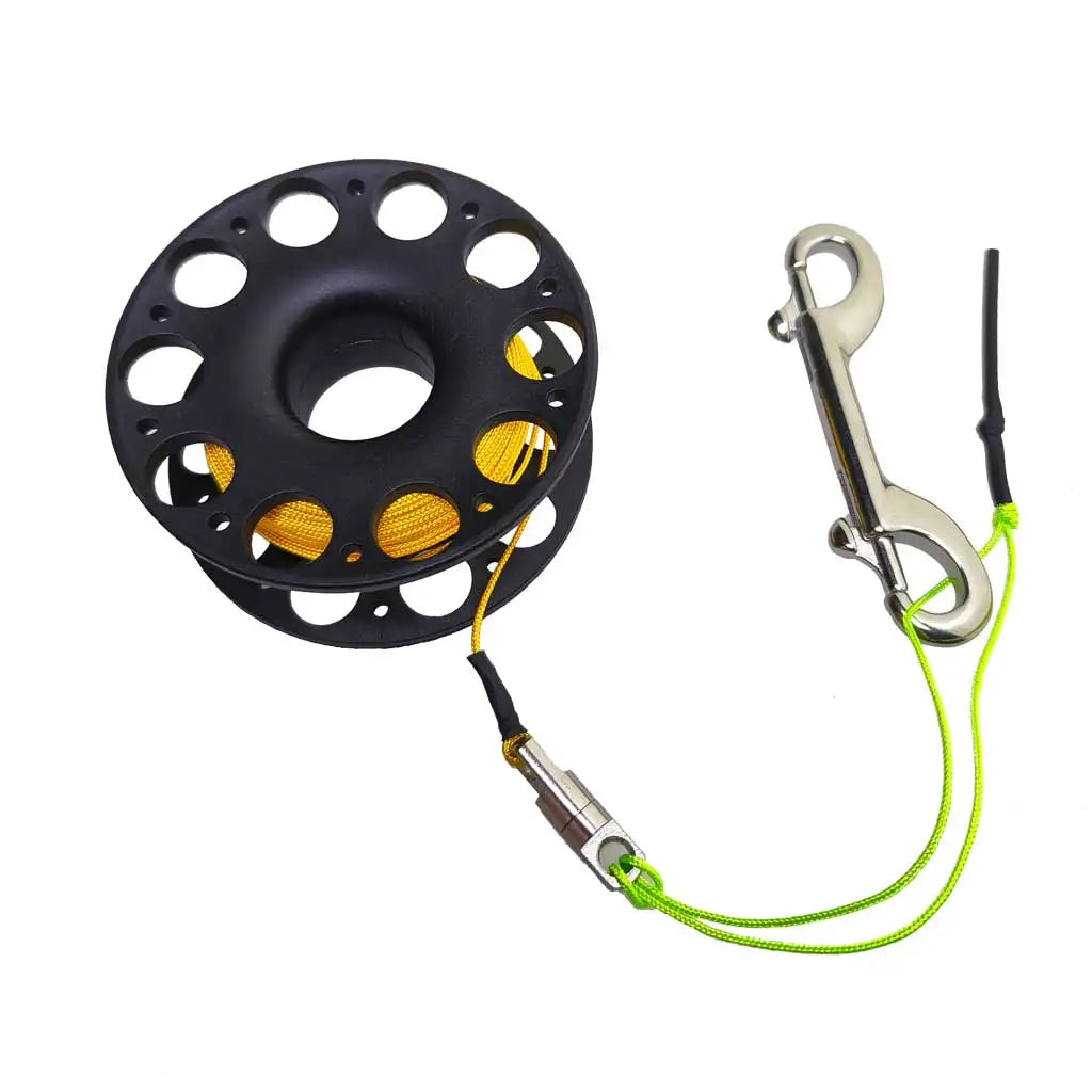 Scuba Diving Reel 30Meters Finger Reel with Dive Double-Ended Bolt Snap Clip Scuba Dive Finger Spool Reel for Snorkeling Diving Oasis Select Black