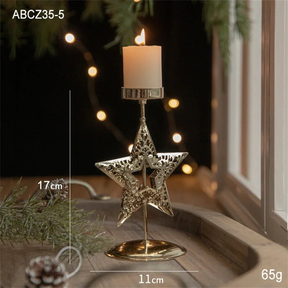 Festive Candle Holder Vintage Candle Holders Christmas Decor Metal Material Versatile Use Vintage Design 17cm Size Oasis Select Pentagrams China Mainland