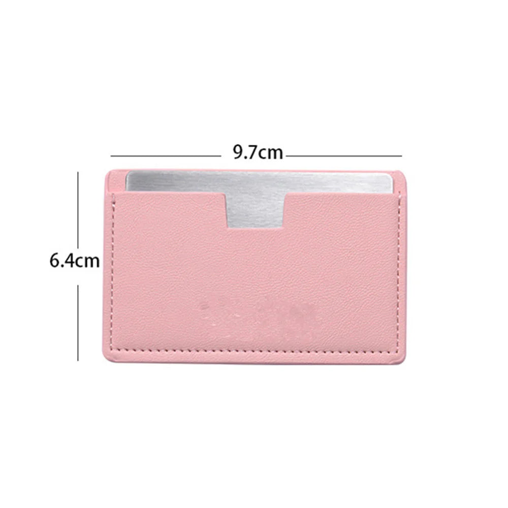 Shatterproof Pocket Makeup Mirror – PU Leather Card Size
