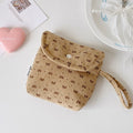 Corduroy Makeup Bag Premium Portable Storage Bag Cosmetic Organizer Bag Spacious Bow Sanitary Napkin Pouch For Gift For Women Oasis Select Coffee