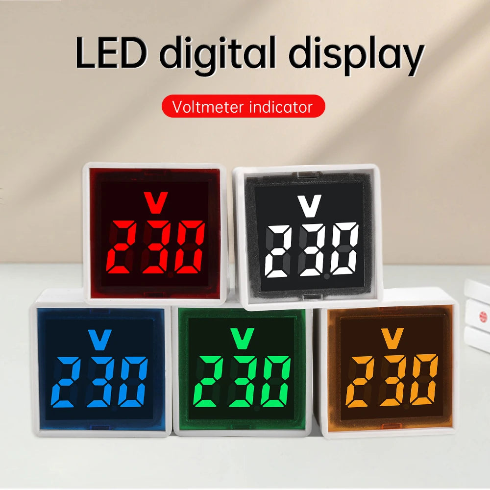 Mini Square Voltmeter AC 50V-500V Digital Voltage Tester Monitor LED Display Voltmeter Indicator Light Electrical Instruments Oasis Select