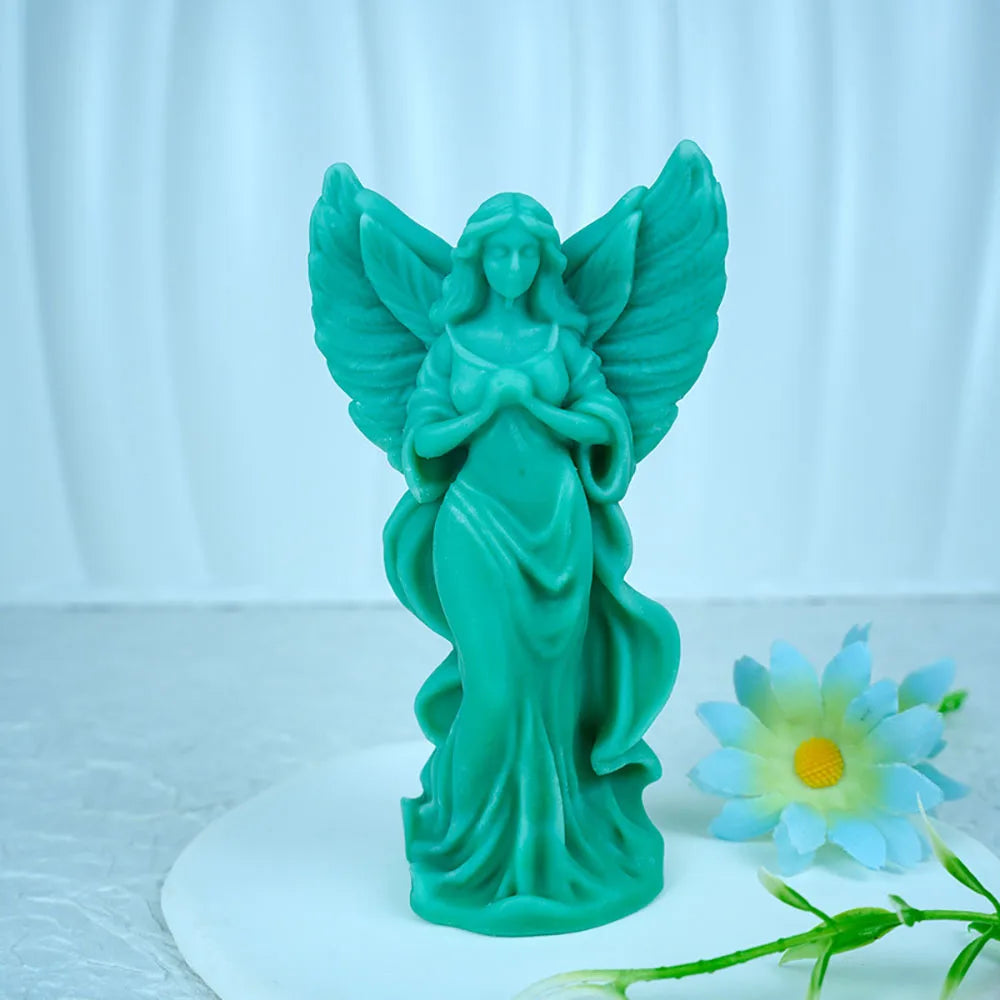 Wings Goddess Scented Silicone Candle Mould DIY Prayer Angel Sculpture Gypsum Resin Mold Women Candle Making Supplies Home Decor Oasis Select