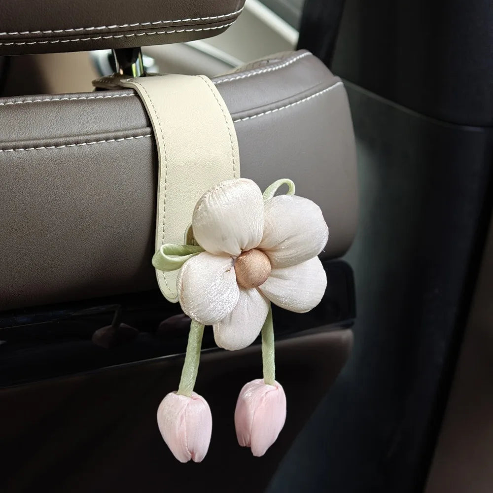 Tulip Flower Car Back Seat Hook | Decorative Leather Hanger