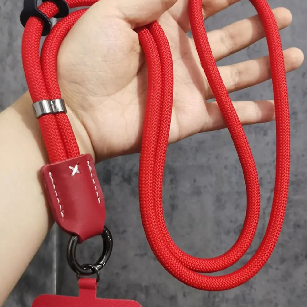 New Nylon Diagonal Mobile Phone Rope Pu Leather Head Braided Long Anti-drop Mobile Phone Rope Clip Mobile Phone Case Rope Oasis Select