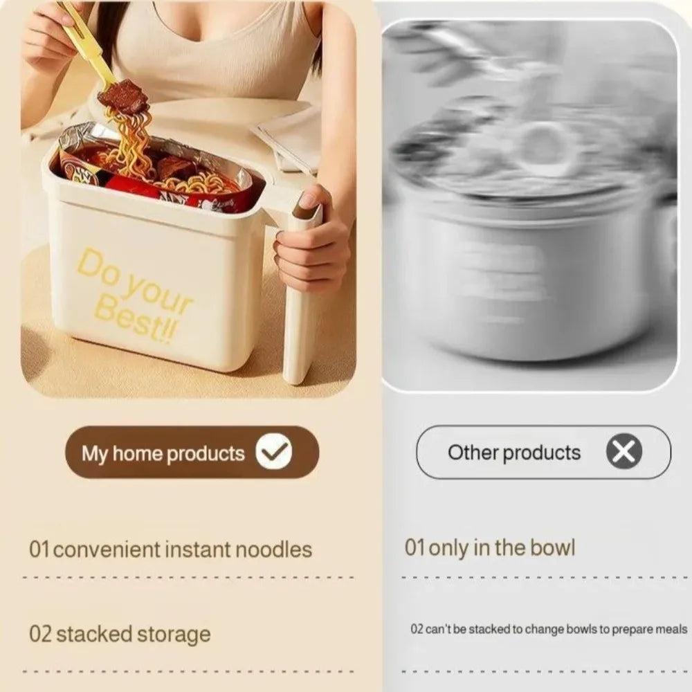Portable Lazy No Wash Instant Noodle Bowl Multifunctional High-temperature Resistant Instant Noodle Container with Fork Oasis Select