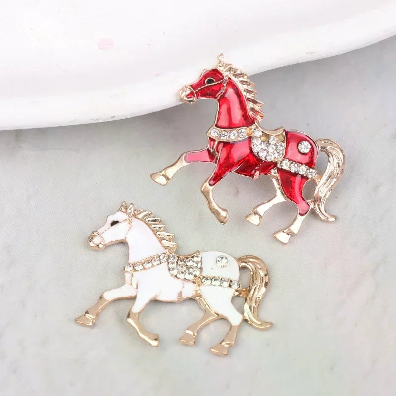 Classic Rhinestone Horse Brooches For Women Versatile Animal Lapel Pins Clothing Corsage Jewelry Accessories New Year Gifts Oasis Select