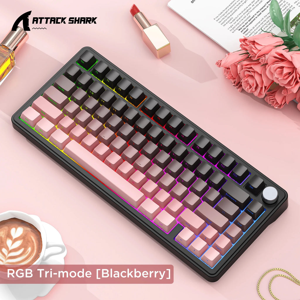 ATTACK SHARK X85 & X85Pro Wireless Mechanical Gaming Keyboard, 75% Layout, Hot Swappable, RGB, Bluetooth, PBT, Gasket Design Oasis Select X85-blackberry