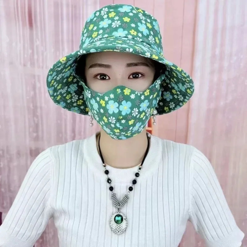 1-2PCS Women‘s Sun Hat with Face Mask UV Protection Summer Cycling Cap Breathable Quick Dry Outdoor Hiking Visor Oasis Select