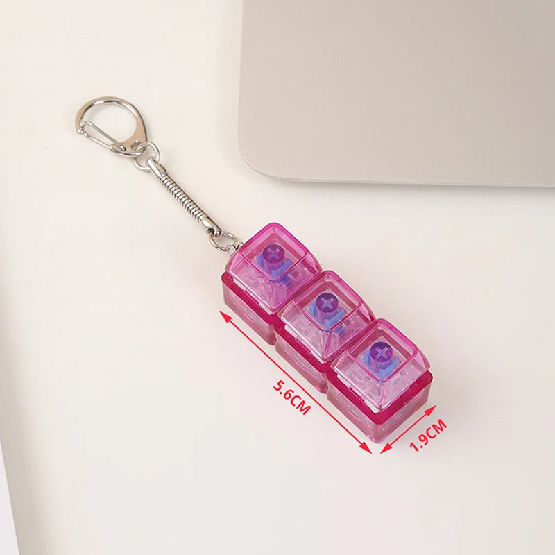 3Keys LED Finger Keyboard Keycap Stress Relief Fidget Keychain Mechanical Keyboard Tester Decompression Toy For Adults Children Oasis Select With lights E