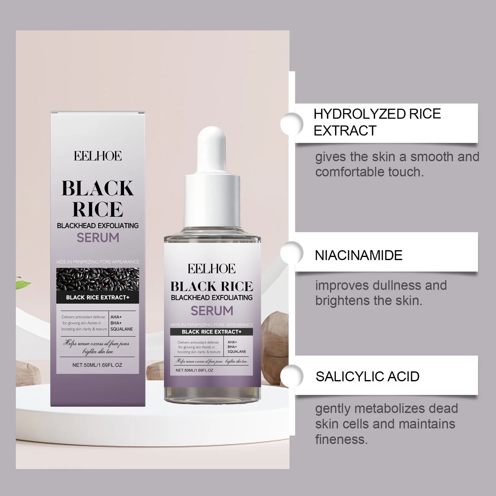 EELHOE Rice Exfoliating Serum Set – BHA, Niacinamide & Brightening Exfoliating Serum Set Oasis Select