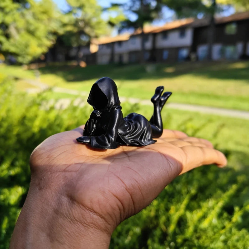 3D Printed Mysterious Hooded Girl Statue Gothic Dark Style Figurine Fantasy Art Ornament for Desktop Bookshelf Collectible Gift Oasis Select