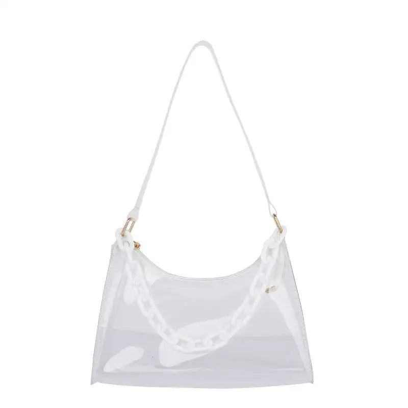 Fashion Clear Jelly Shoulder Bag Women Transparent Waterproof Messenger Handbag Stylish Purse for Summer Beach Outings Oasis Select Transparent