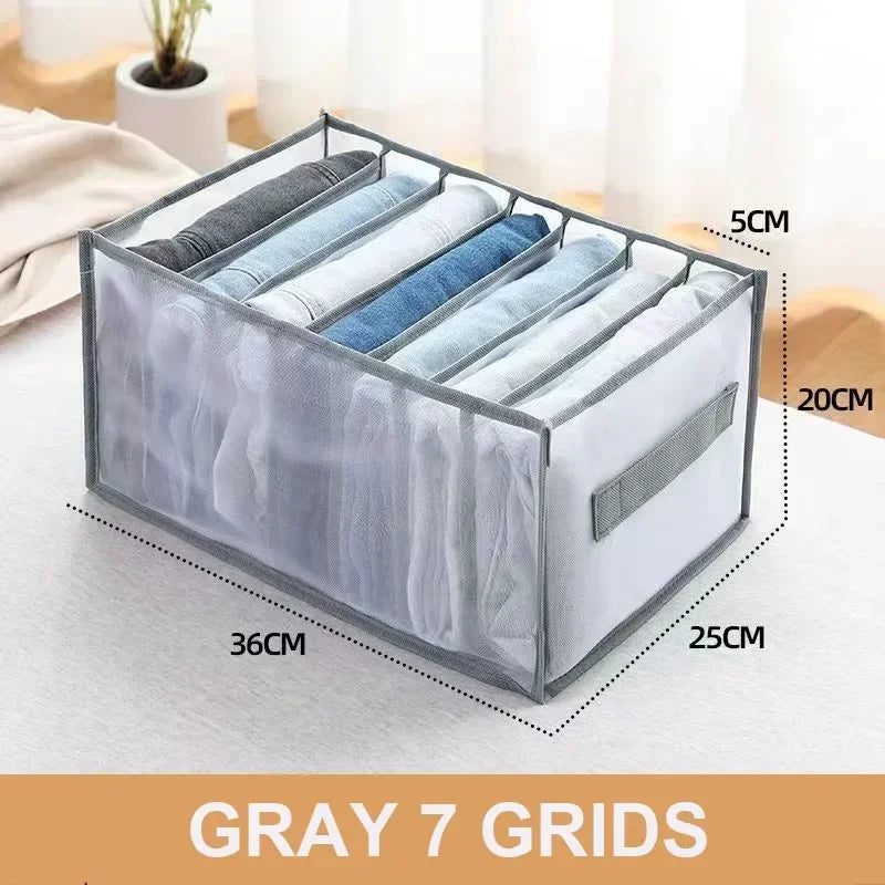 Folding Storage Pouch Laundry Organizer in The Closet Underwear Drawers Storage Bedroom Cabinet Socks Bra Storage PantsOrganizer Oasis Select grey 7 girds handle
