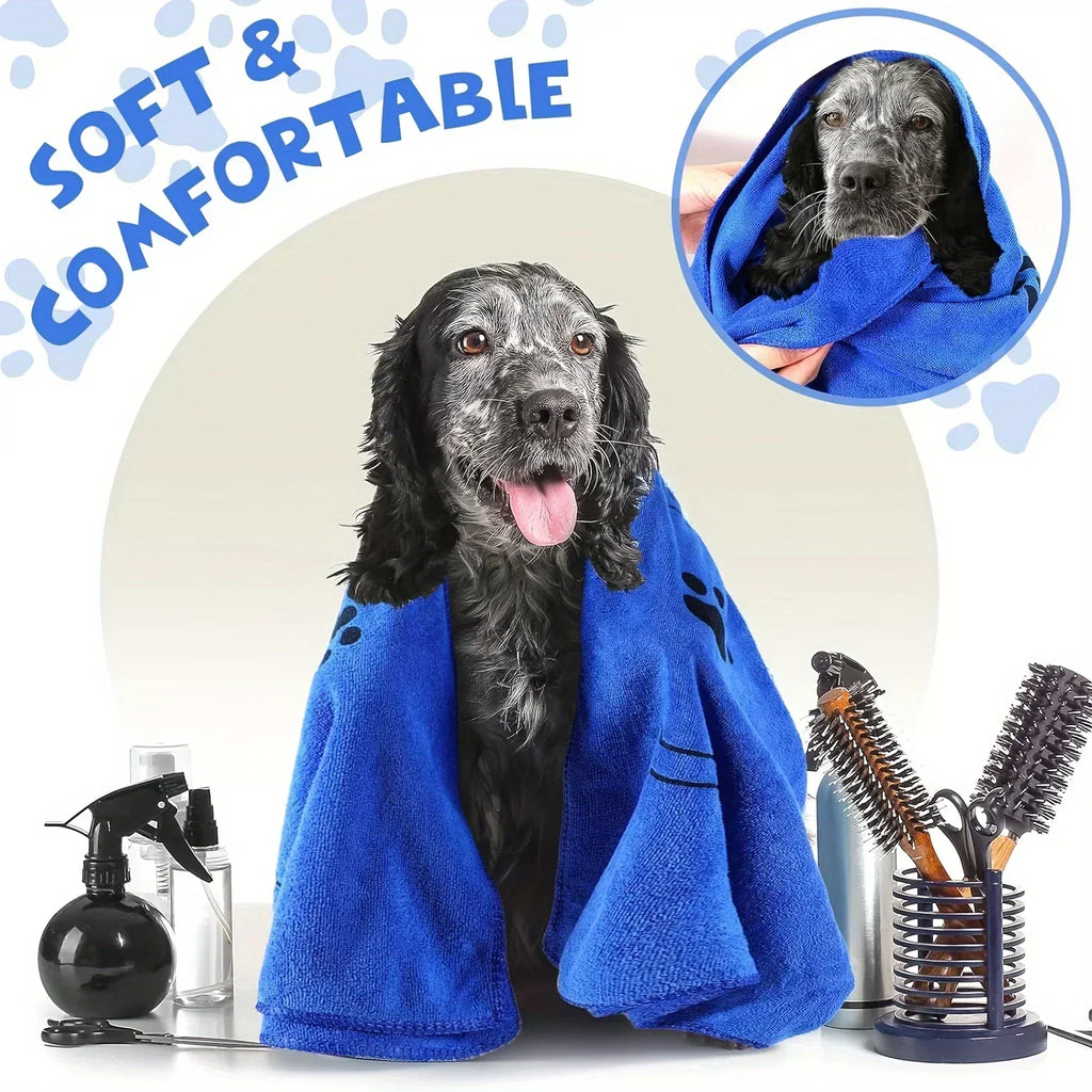 Pet Towel 60x100cm Drying Dog Cat Bath Towel Microfiber Quick-drying Dog Claw Absorbent Blue Grey Bath Towel Pet Bath Products Oasis Select