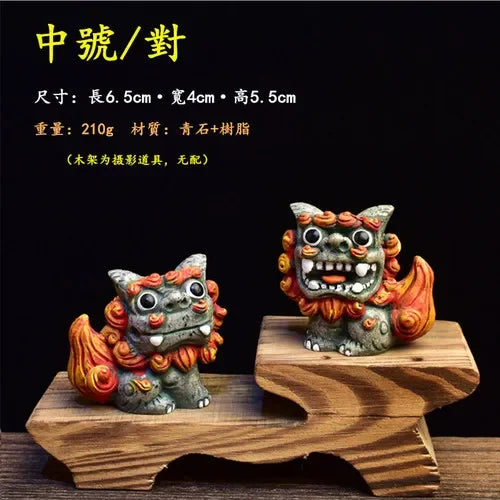 A Pair Of Chinese Lion Ornaments Cute Town House Little Lion Desk Lucky Prosperous Business Lucky Lion Oasis Select Medium