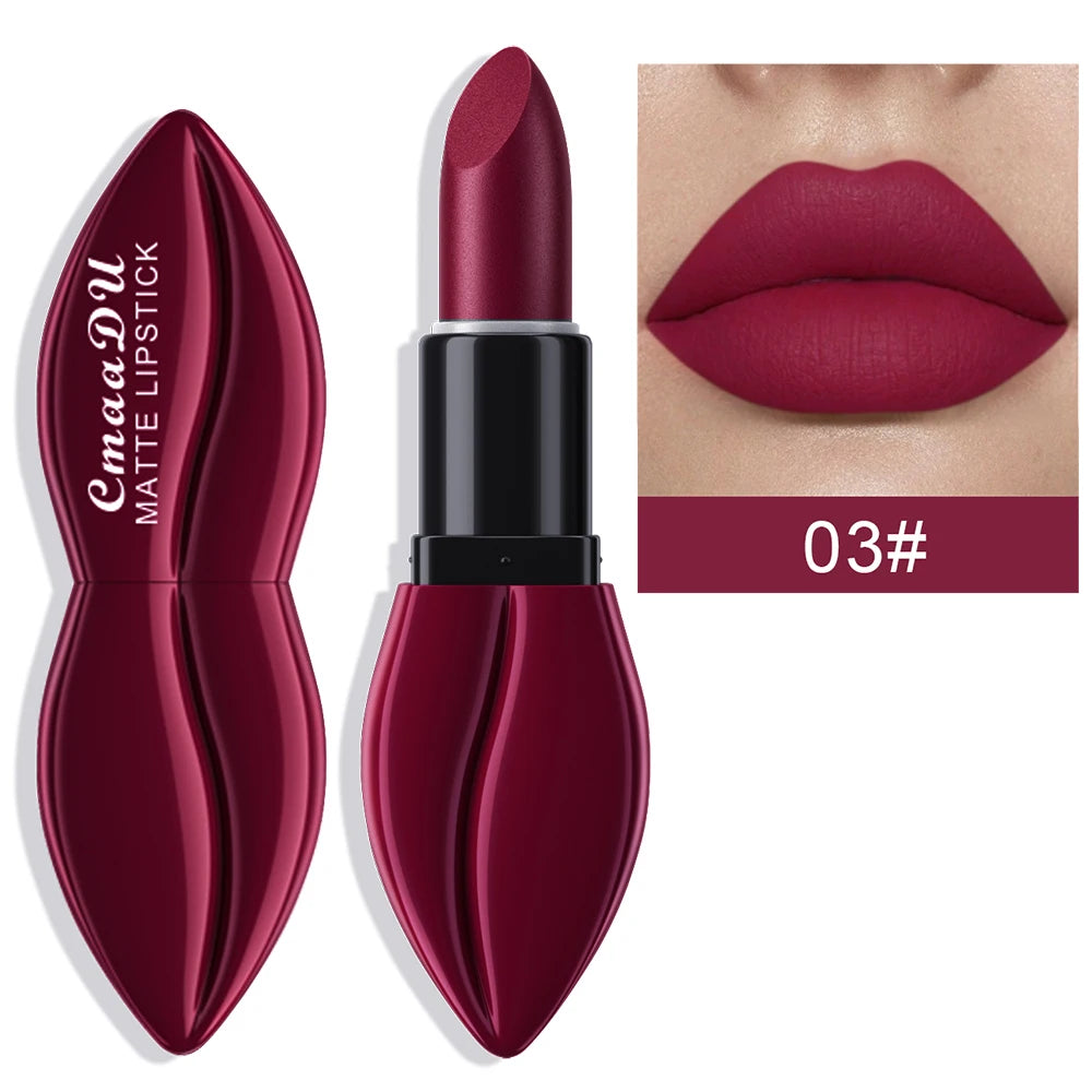 1pcs Matte Lip Gloss Lipstick, High Pigment Waterproof Velvet Long Lasting, Deep Red, Nude, Y2K Christmas Valentine's Day Gifts Oasis Select 03 Full Size