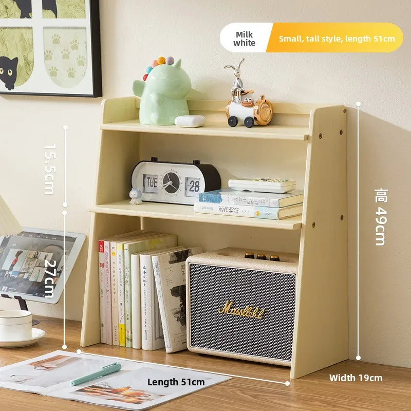 Medieval style shelves, household bedroom cabinets, student desk shelves, multi-layer simple display bookcases, storage shelves Oasis Select Milk white high 51