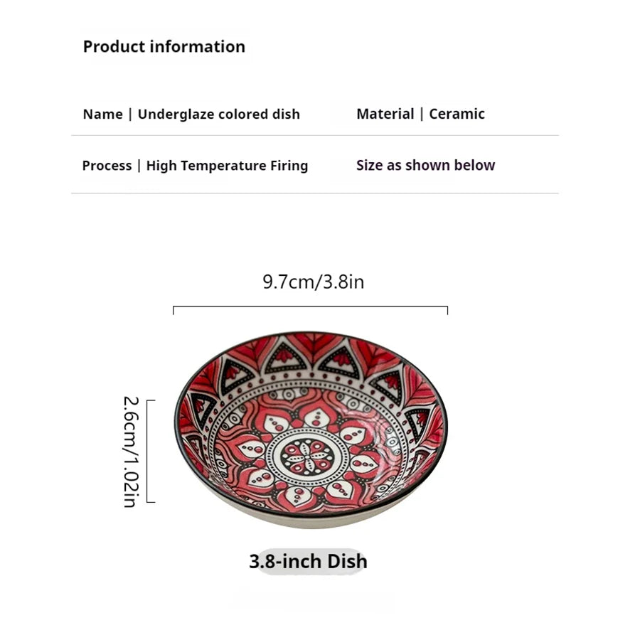 6/10 Pieces of Ceramic Condiment Dishes, Bohemian Plates, Sauce Dishes, Household Soy Sauce Vinegar Spice Dishes, Suitable for Home Kitchens, Restaurants, Sushi Bars, Parties, Hot Pot, Picnics, Camping, Barbecues, Cold Oasis Select