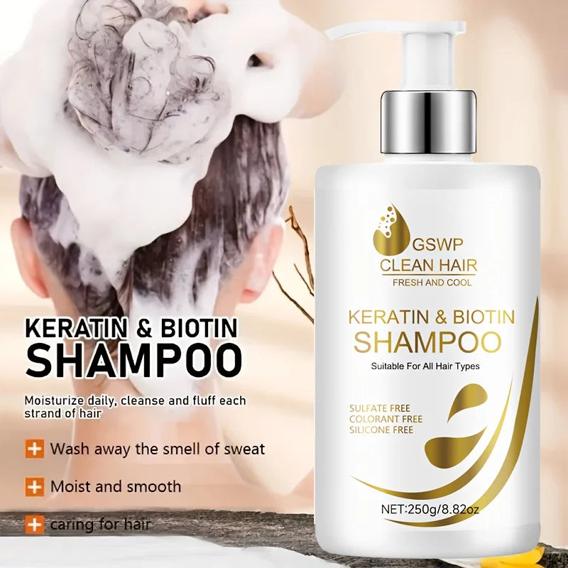 GSWP Keratin Biotin Shampoo & Conditioner, Large Size, Deep Moisturizing, Gentle Cleansing, Smooth & Silky,Lightweight.250g+250g Oasis Select