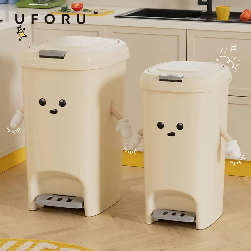 Uforu Large-Capacity Bin, Pedal Bin, DIY Creative Bin for Kitchen, Dormitory and Bathroom, Adorable Design Oasis Select