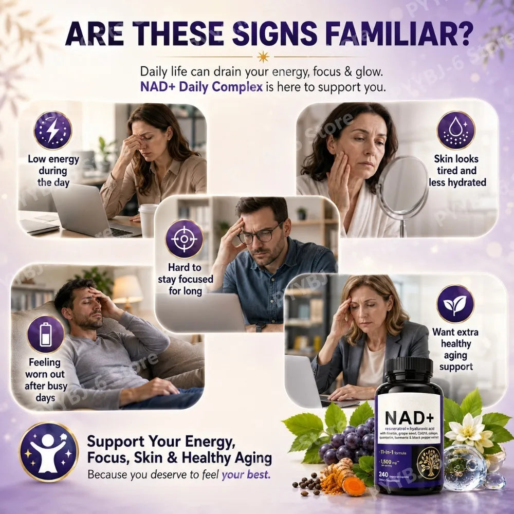 NAD+ Resveratrol Hyaluronic Acid 11-in-1 Supplement 240 Caps