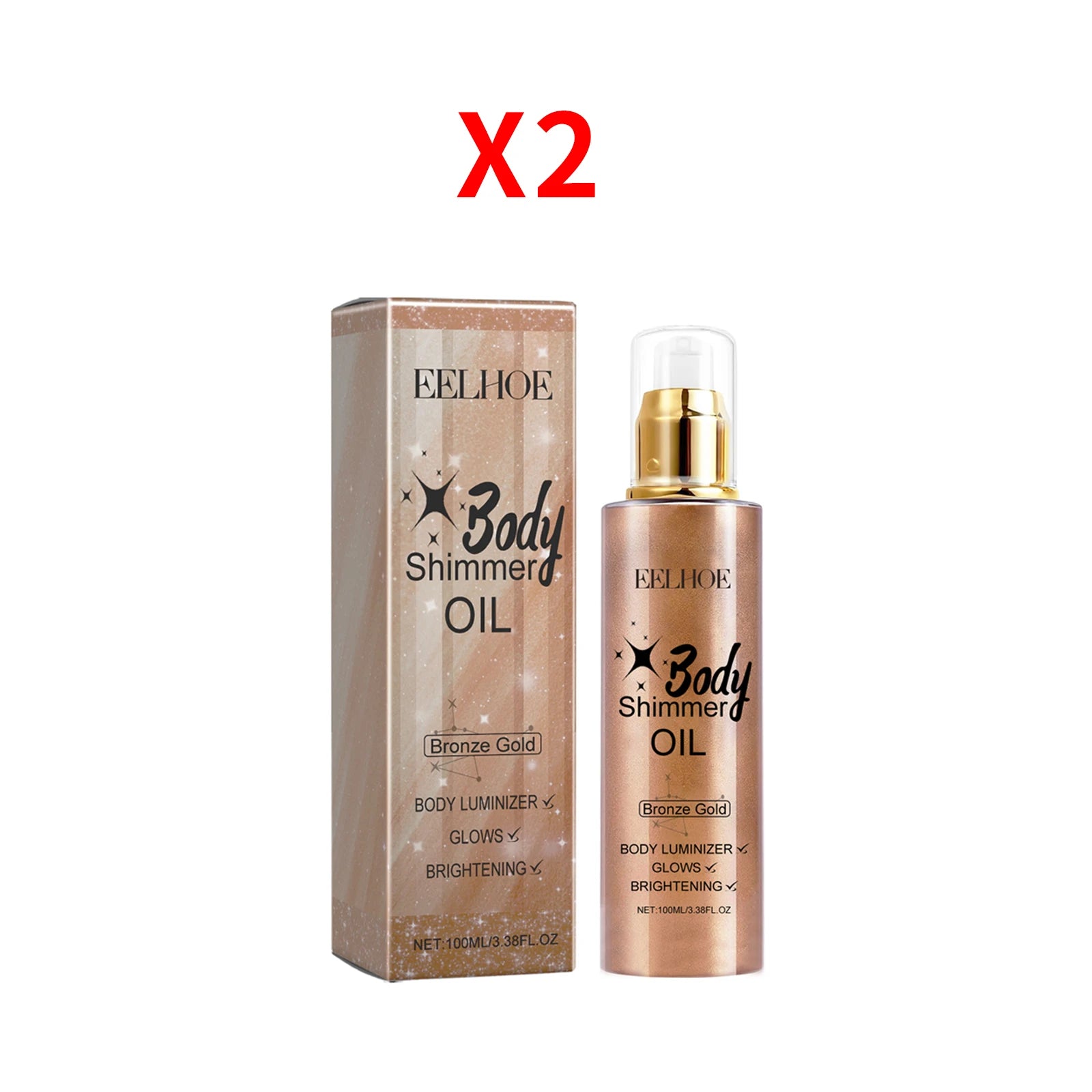 Shimmer Body Oil Long Lasting Shine Skin Hydration Non Sticky Waterproof Brighten Body Sparkle Highlighter Oil Makeup for Party Oasis Select 200ml Bronze Gold