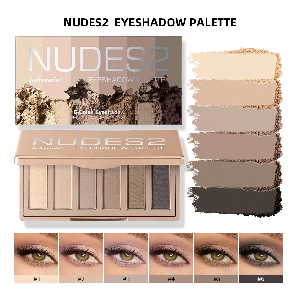 6Color Eyeshadow Palette With Free Brush 6 Color Matte High Pigment Waterproof Long Lasting Blendable Nude Makeup Oasis Select