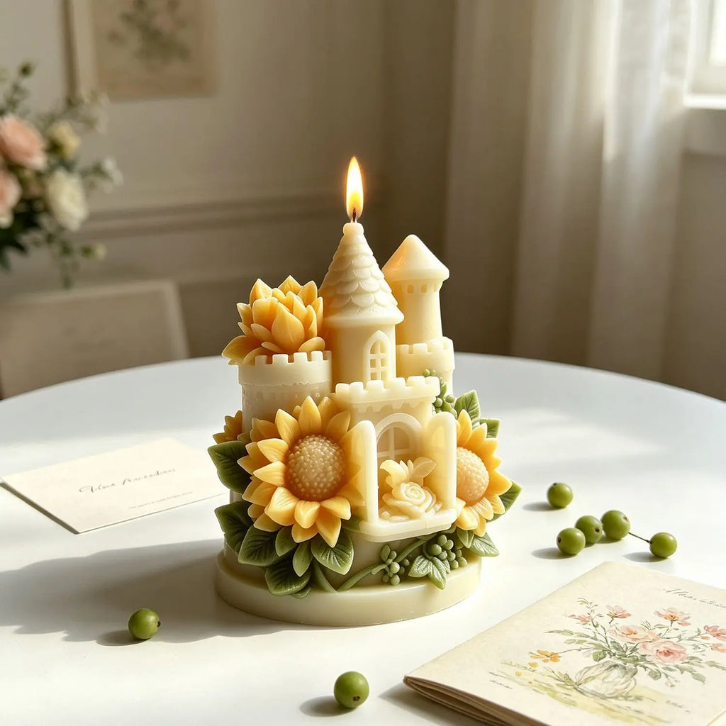 3D Sunflower Castle Silicone Mold Reusable Handmade Mold for DIY Aromatherapy Candle Plaster Home Decor Crafts Oasis Select