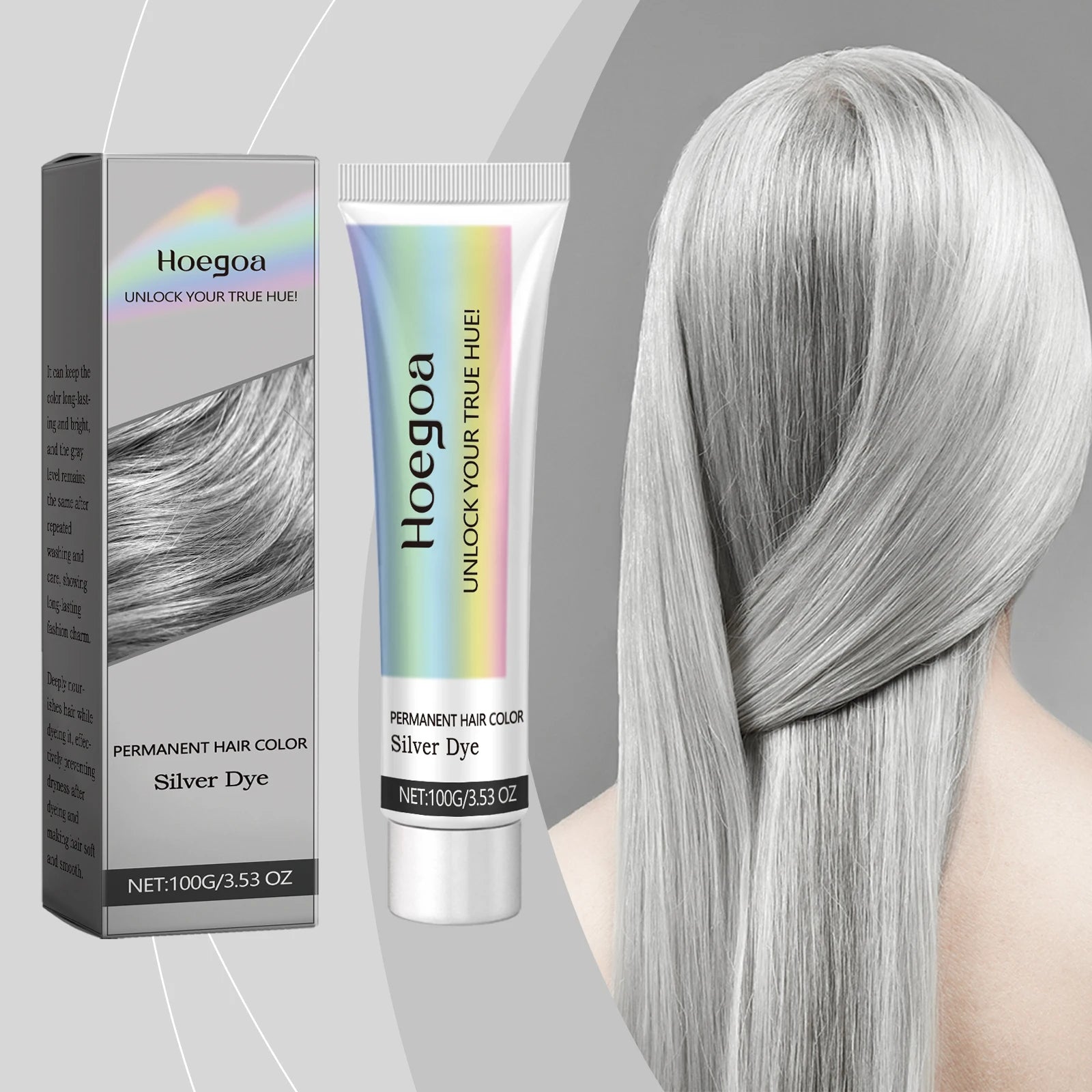 HOEGOA Silver Gray Hair Dye Cream – Unisex 100g Hair Dye Cream Oasis Select